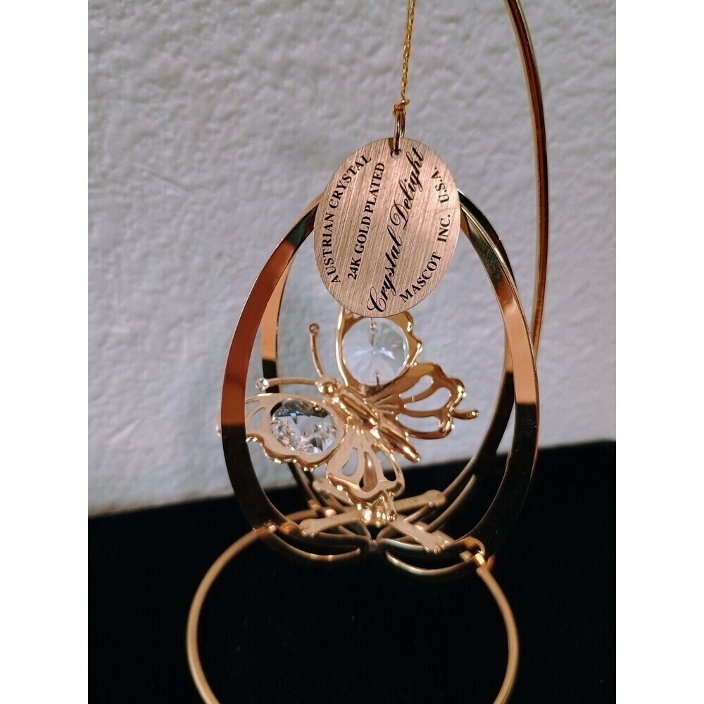 Mascot INC USA 24k Gold Plated Austria Crystal Butterfly Hanging - Picture 4 of 9